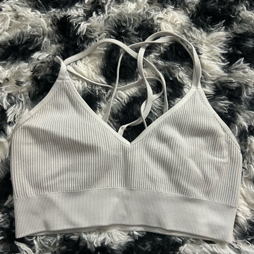 aerie Ribbed Bralette - White